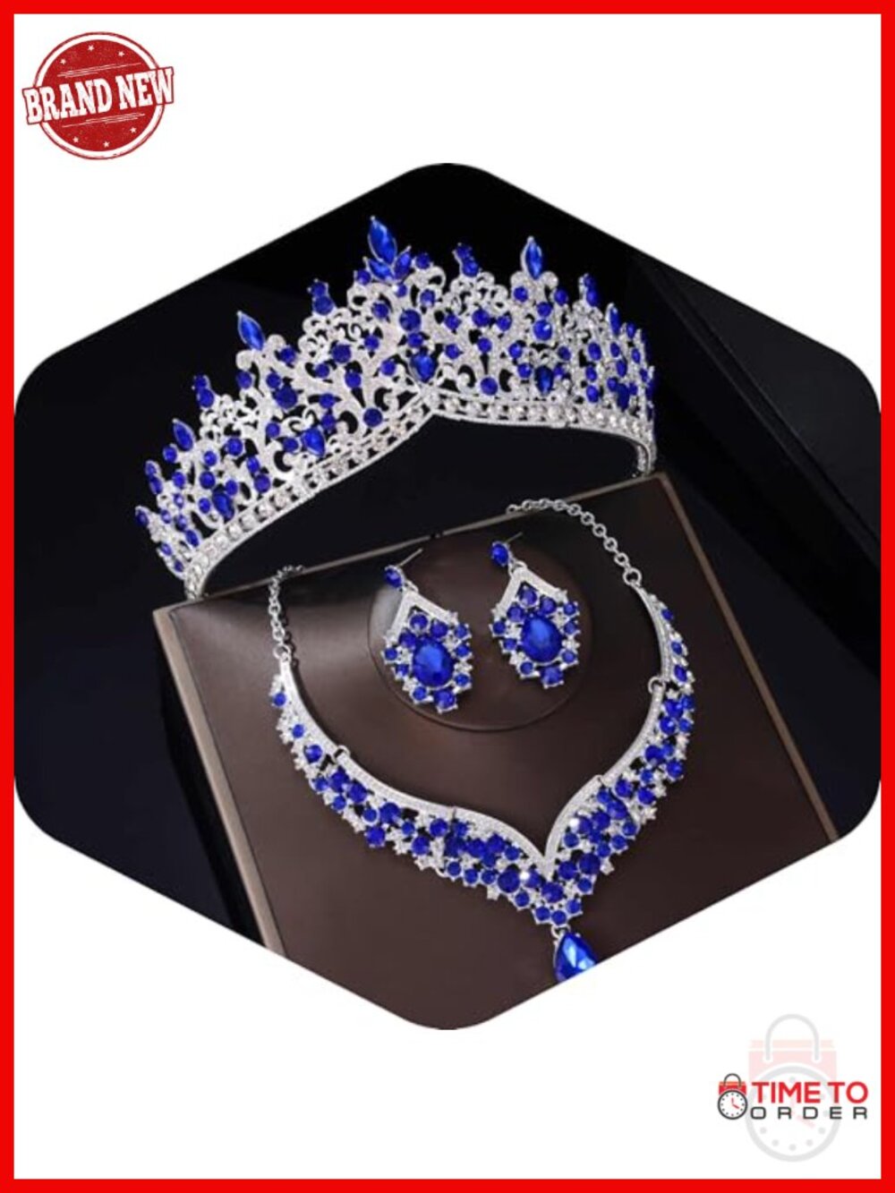 Crystal Bridal Jewelry Set, Tiara Crown, Earrings, Necklace